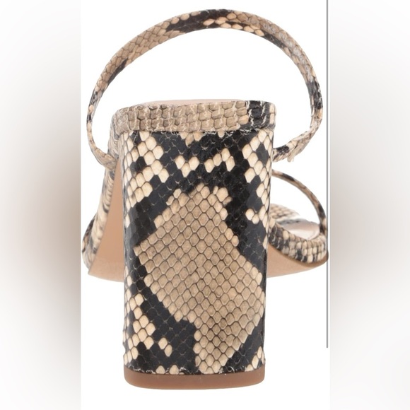 The Drop Women's Avery Square Toe Two Strap High Heeled Snakeskin Sandal NWT - Picture 4 of 14